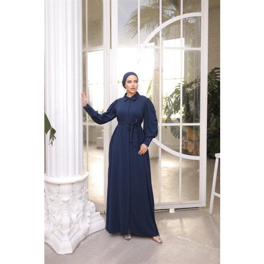 Hidden Button Ababia Navy Blue