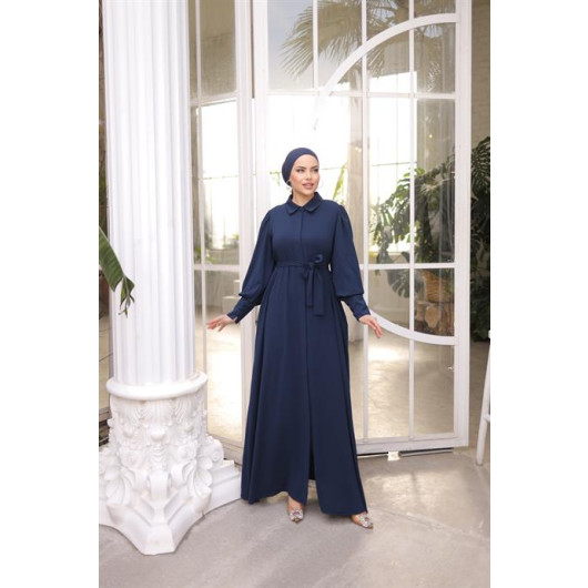 Hidden Button Ababia Navy Blue