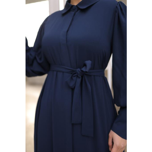 Hidden Button Ababia Navy Blue