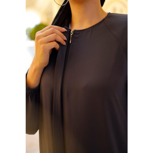 Designer Abaya With Hidden Placket Fume