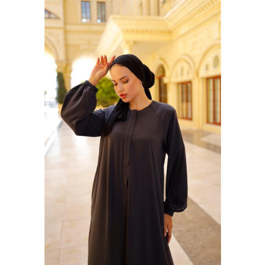 Designer Abaya With Hidden Placket Fume