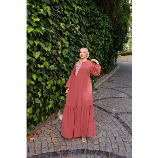 Designer Abaya With Hidden Placket, Dusty Rose