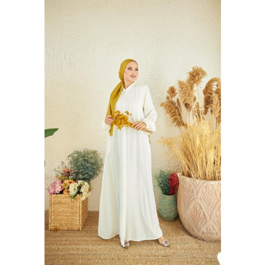 Silk Madinah Womens Jalabiya With White Buttons