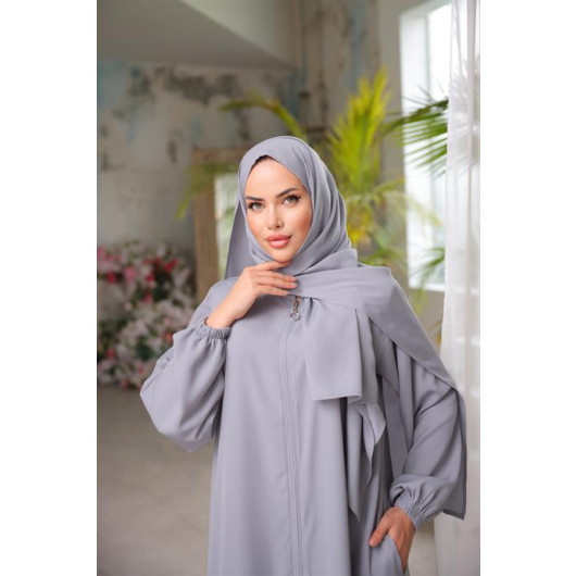 Medina Silk Shawl Prayer Dress Gray