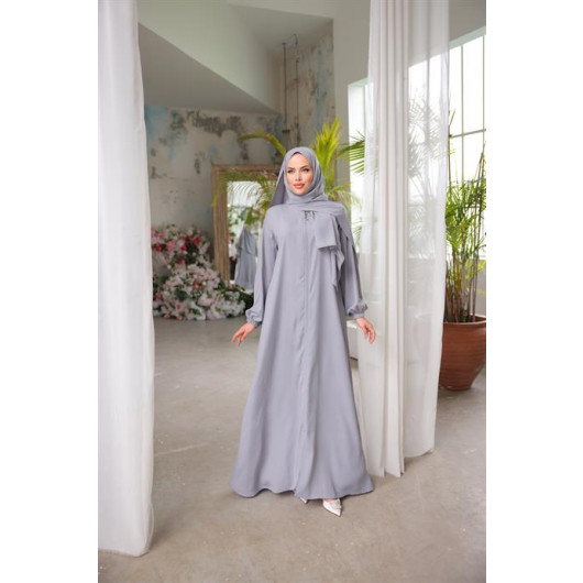 Medina Silk Shawl Prayer Dress Gray