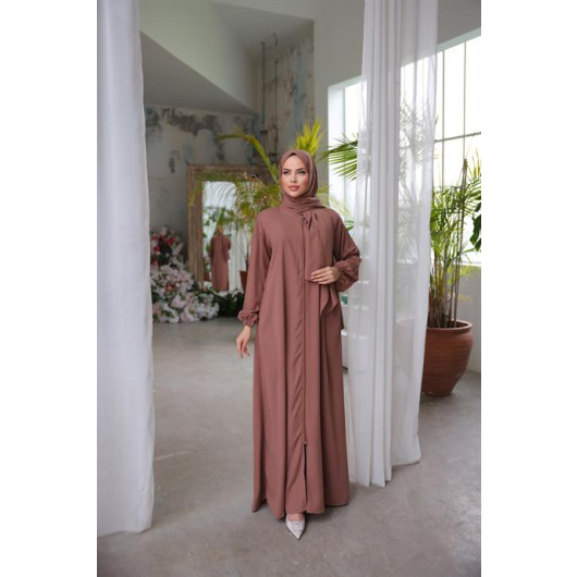 Medina Silk Shawl Prayer Dress Brown