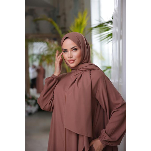 Medina Silk Shawl Prayer Dress Brown