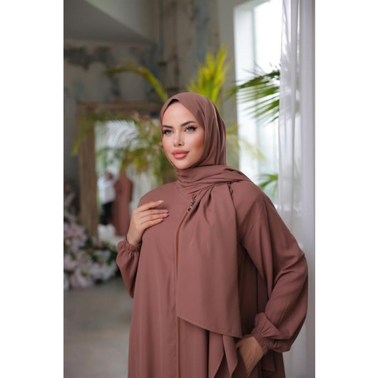 Medina Silk Shawl Prayer Dress Brown