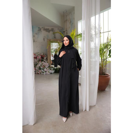 Medina Silk Prayer Dress With Shawl Black