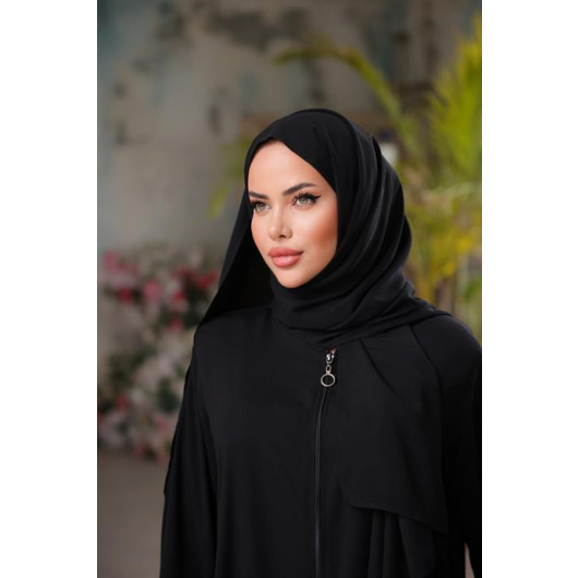 Medina Silk Prayer Dress With Shawl Black