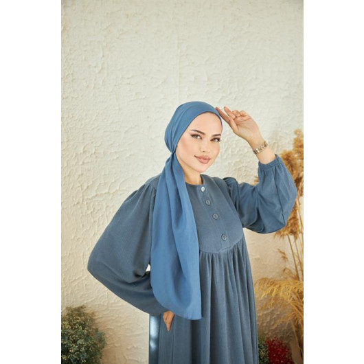 Knitted Hijab Dress Blue