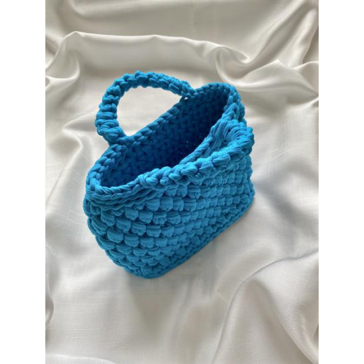 Womens Handbags In Blue Combed Cotton