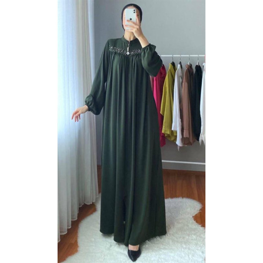 Robe And Beaded Abaya Khaki