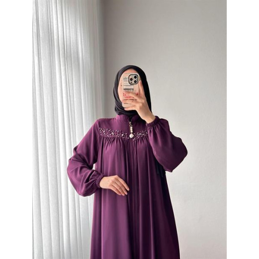 Robe And Beaded Abaya Purple