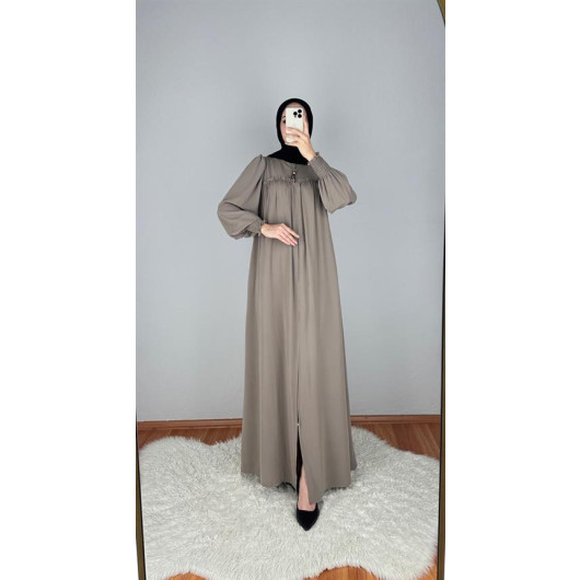 Ornamental Overlocked Abaya With Robe Mink