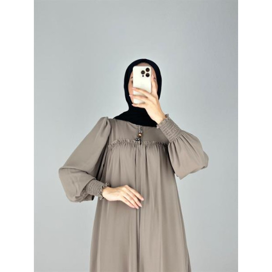 Ornamental Overlocked Abaya With Robe Mink