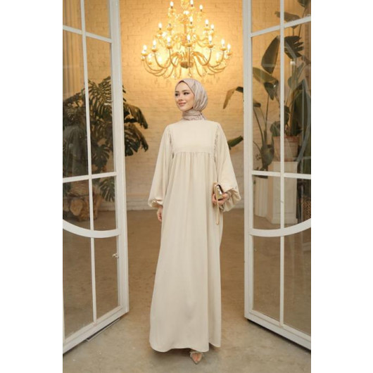Hijab Balloon Oversized Dress Beige