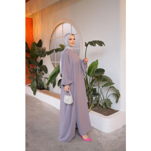Hijab Balloon Oversized Dress Gray