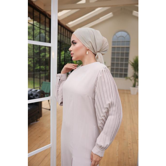 Hijab Crepe Double Suit Beige