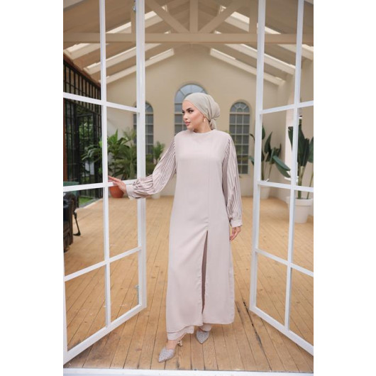 Hijab Crepe Double Suit Beige