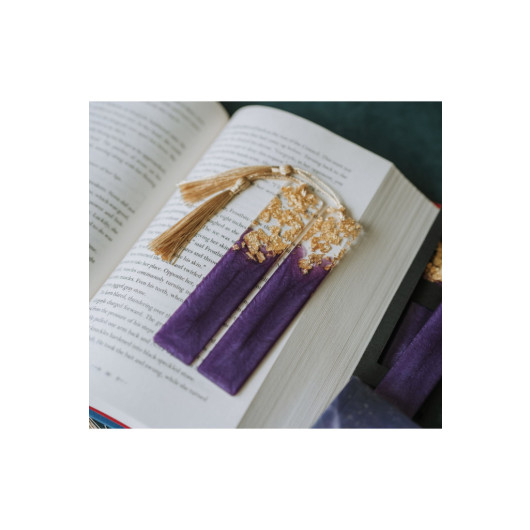 Gold Leaf Epoxy Bookmark 1 Piece, Purple