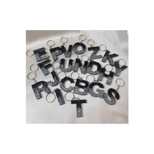 ميدالية مفاتيح ايبوكسي هولوجرام فضة مزينة
