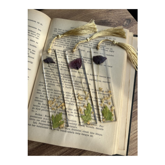 Gold Leaf Epoxy Bookmark With Real Dried Poppy Flowers