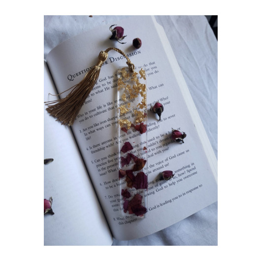 Epoxy Bookmark Made Of Real Dried Roses