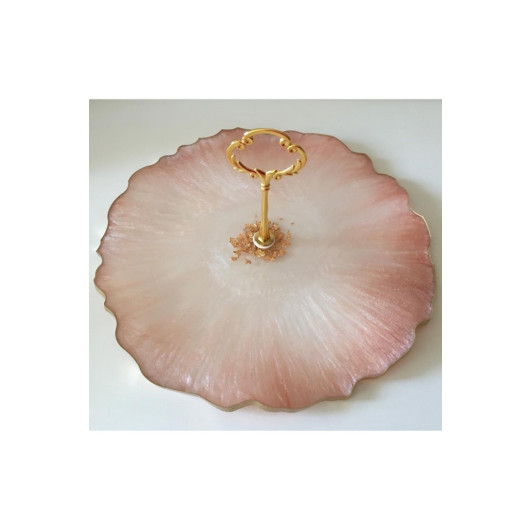 Brown Single Layer Gilded Mother Of Pearl Effect Presentation Fruit Cookie Holder 25 Cm