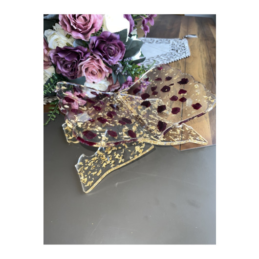 Special Design Gold Leaf Epoxy Quran Lectern With Real Dried Roses