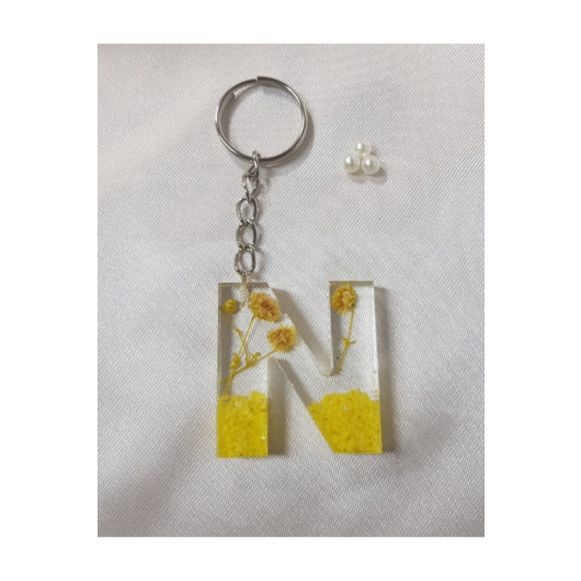 Letter N Epoxy Keychain, Transparent