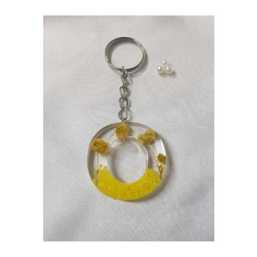 ميدالية مفاتيح ايبوكسي برسمة حرف O شفاف