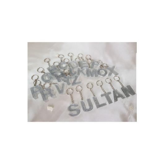 Sultan Epoxy Letter B Keychain, Transparent