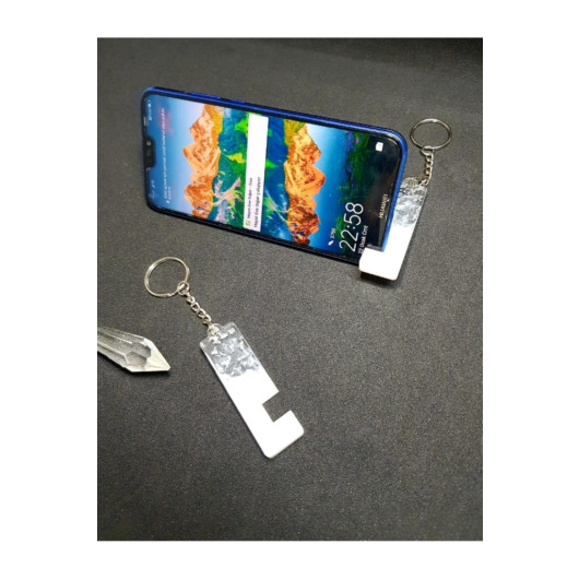 Sultan Silver Leaf Epoxy Phone Holder Multifunctional Keychain