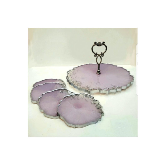 Single Layer Silver Gilded Presentation Cups For Cookies And Fruits, Purple