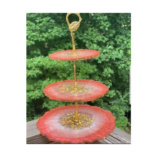 Three Layer Gold Gilded Mother Of Pearl Effect Presentation Fruit Cookie Holder