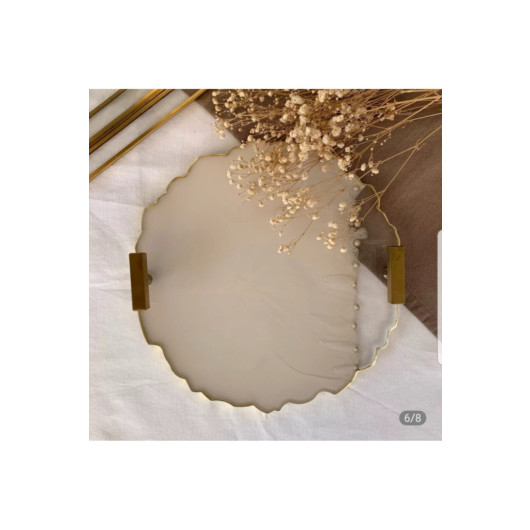 Epoxy Tray For Two With Round Wavy Pattern