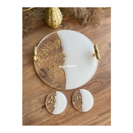 Round Promise Engagement Groom Epoxy Presentation Tray For Two