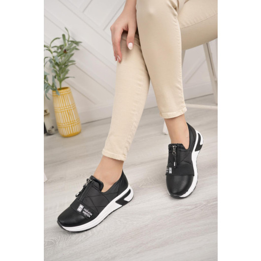 Aymood Womens Casual Shoes With Stripe Elastic Detail