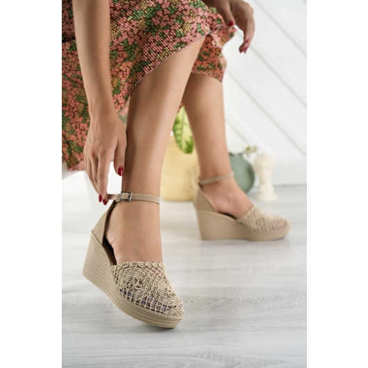 Womens Aymood Nude Knitted Sandal