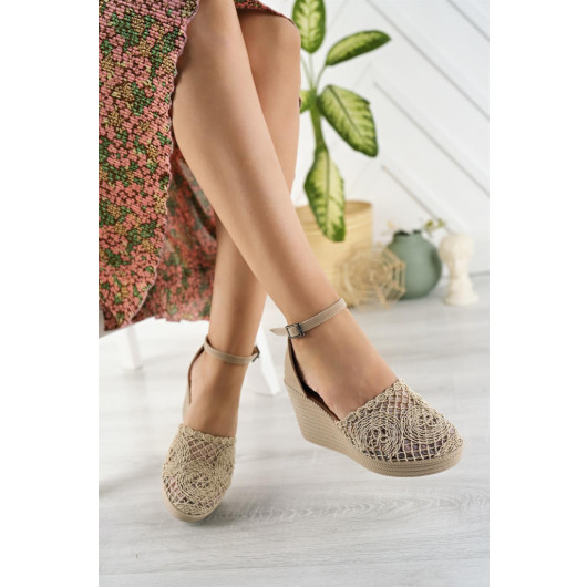 Womens Aymood Nude Knitted Sandal