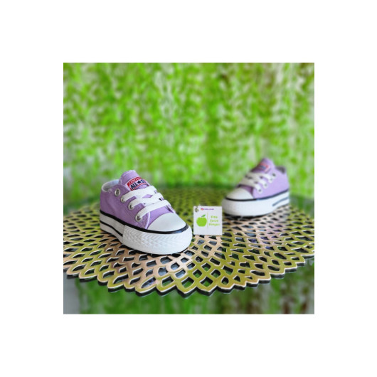 Lace Up Lilac Unisex Kids Sneaker Linen Sports Shoes Short Lila 27