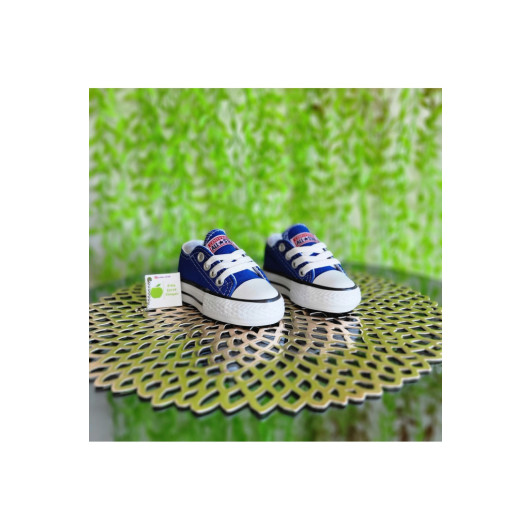 Lace Up Blue Unisex Kids Sneaker Linen Sports Shoes Blue 20