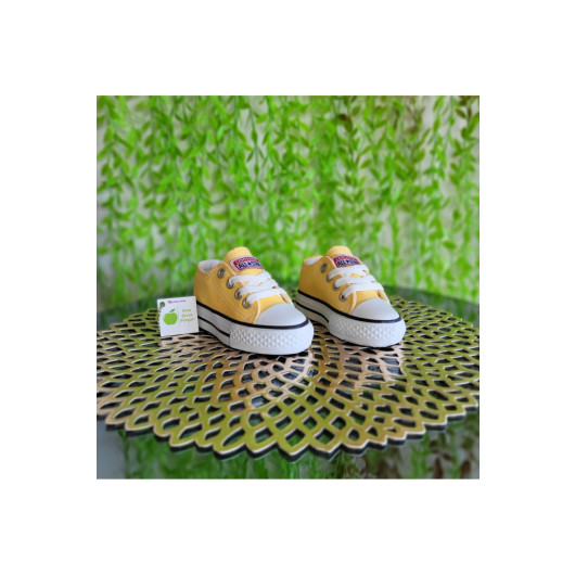 Lace Up Yellow Unisex Baby Kids Sneaker Linen Sports Shoes Short 22