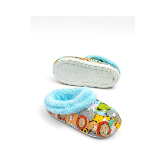 Unisex Girl Home Slippers With Wool Inside Suitable For Wet Floor Blue 26