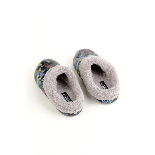 Unisex Girl Home Slippers With Wool Inside Suitable For Wet Floor Black 26