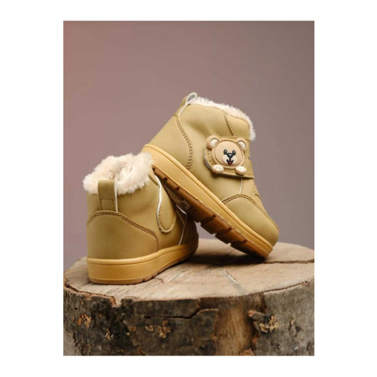 Furry Waterproof Orthopedic Unisex Children's Winter Boots Yellow 22