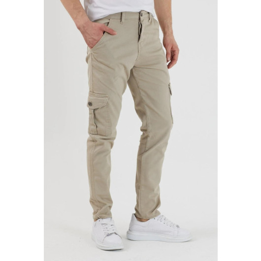 Mens Cargo Pants, Camel And Light Beige, Two Piece, 2Xl