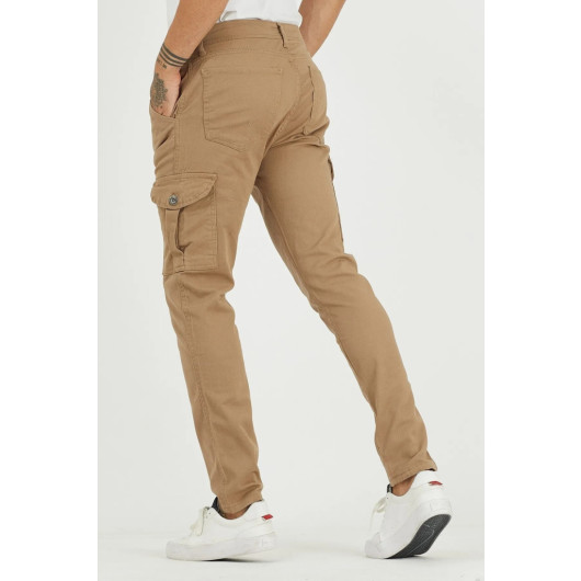 Mens Cargo Pants, Camel And Light Beige, Two Piece, M