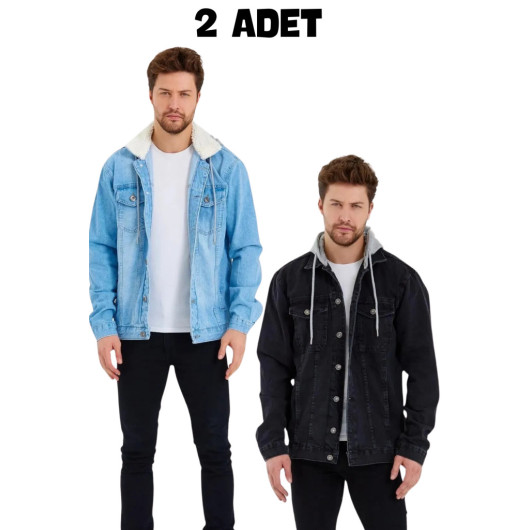 Turkish Mens Two Piece Oversize Jeans Jacket, Size Xxl